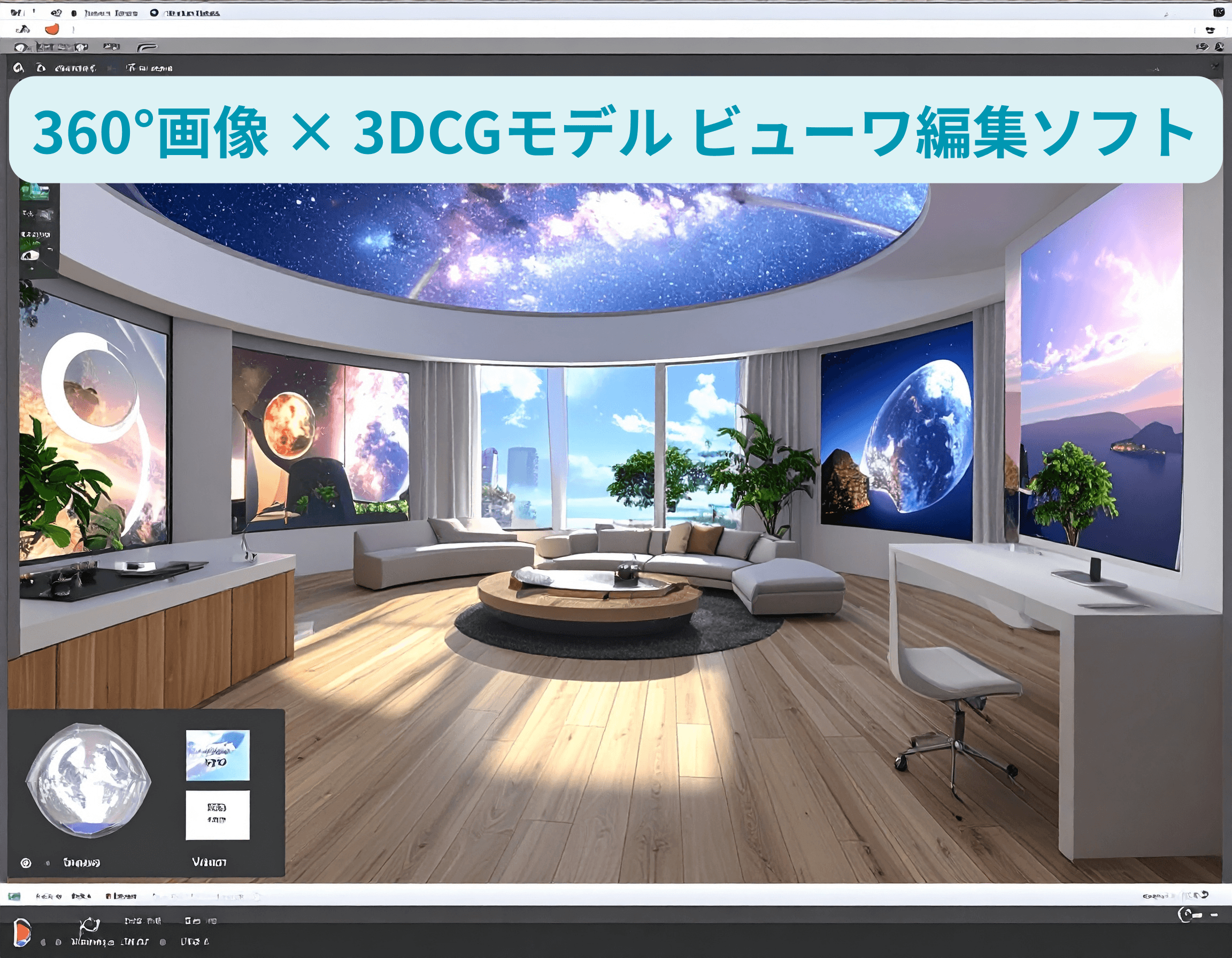 360°画像 × 3DCGモデル ビューワ編集ソフト