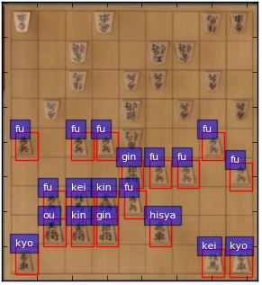 実際にAIが盤面を認識している様子の一部