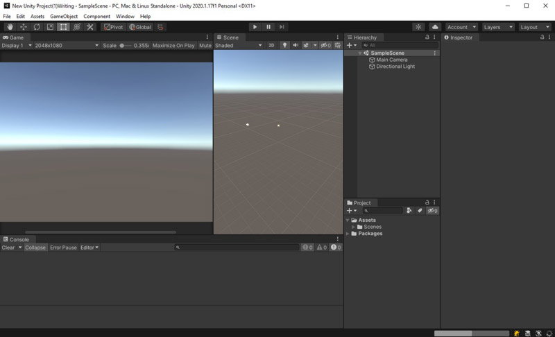 【HoloLens】で「AR-Foundation」02.ようなUnityの画面が起動する