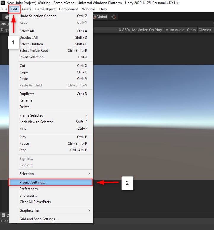 【HoloLens】で「AR Foundation」08.Edit」の中から「Project Settings」を選択する。