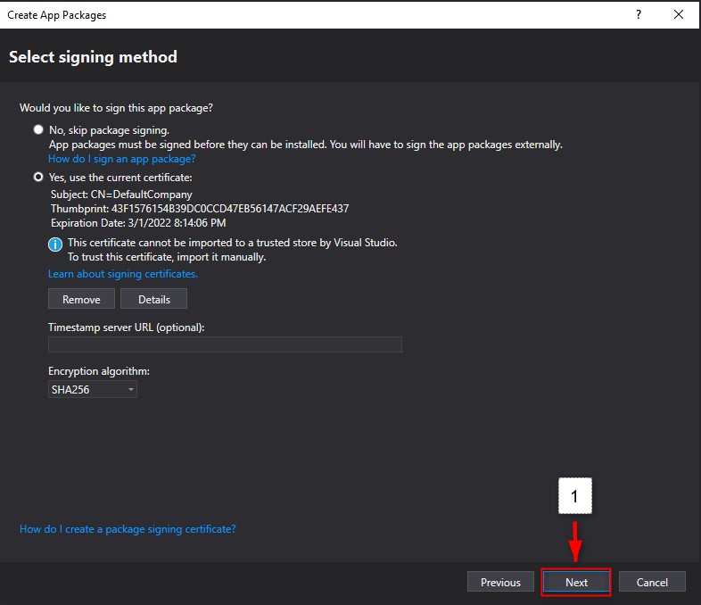 【HoloLens】で「AR Foundation」25.Click Next to build the .APPX