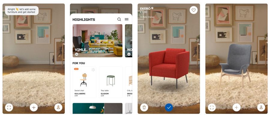 IKEA(イケア)では、2017年よりARを用いたシミュレーションアプリ、「IKEA Place」を公開しています。