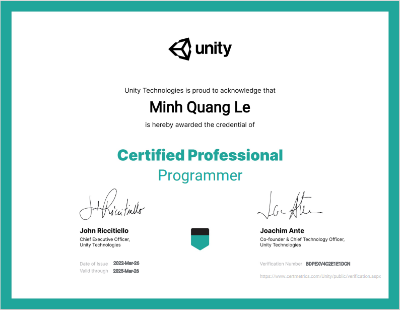 ONETECHエンジニア　Unity Certified Professional Programmer 2022　取得