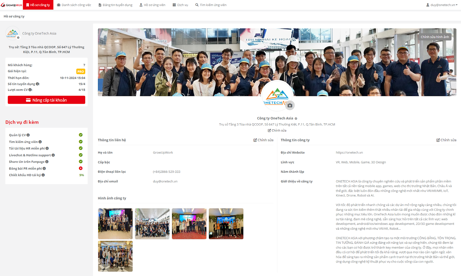 Màn hình client với các chức năng chính
