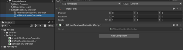 Unity へのモバイル通知とアプリケーションの導入