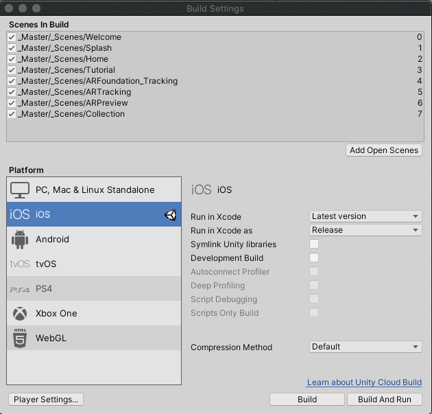 2-IOS-Build Settings画面が表示される