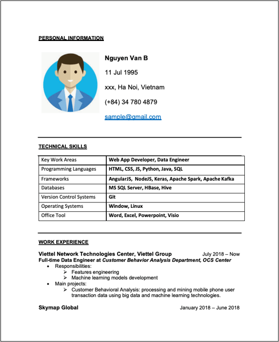 履歴書：ENGLISH